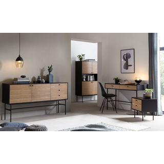 mutoni Credenza in vero legno impiallacciato 100x40x155 nero  