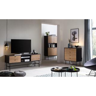 mutoni Credenza in vero legno impiallacciato 100x40x155 nero  