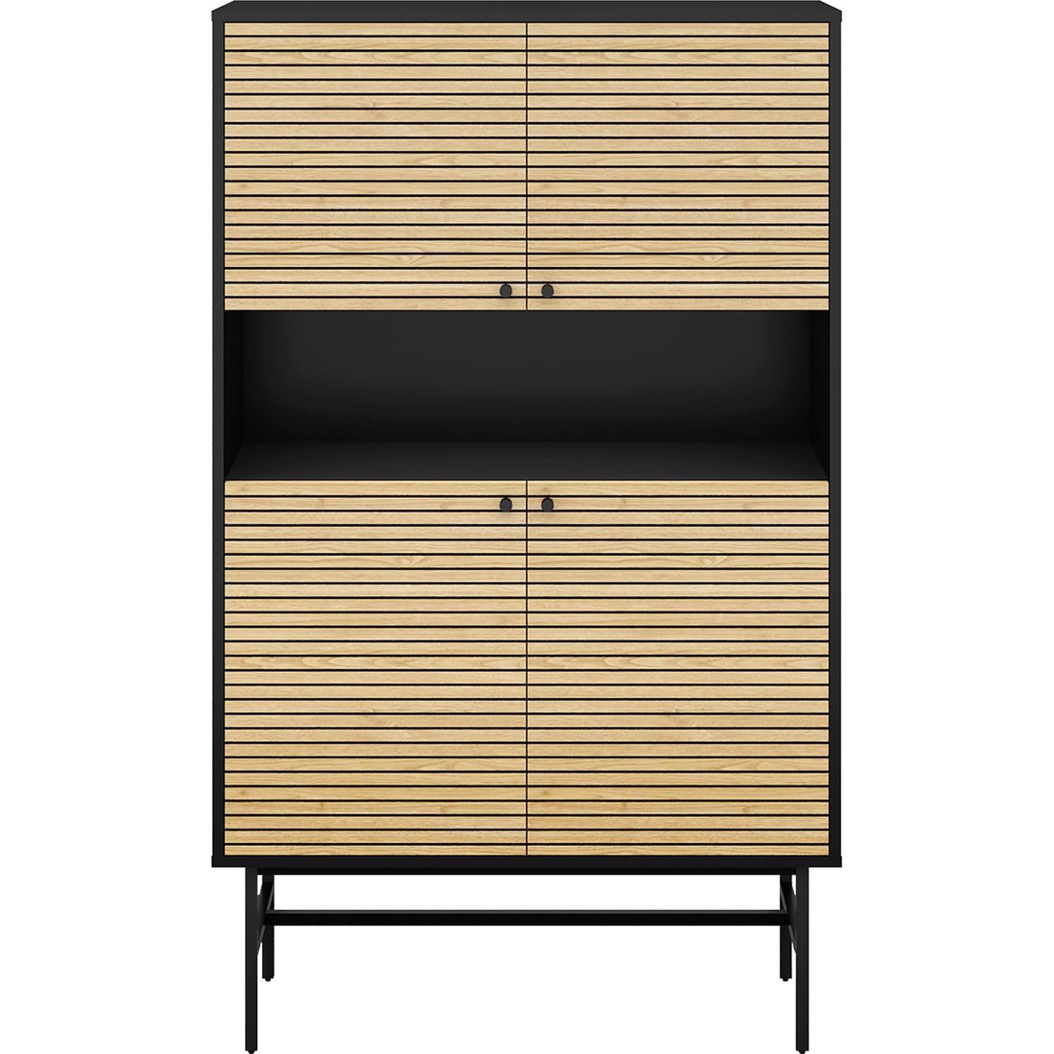 mutoni Credenza in vero legno impiallacciato 100x40x155 nero  