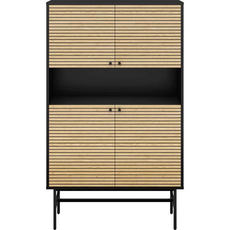 mutoni Credenza in vero legno impiallacciato 100x40x155 nero  