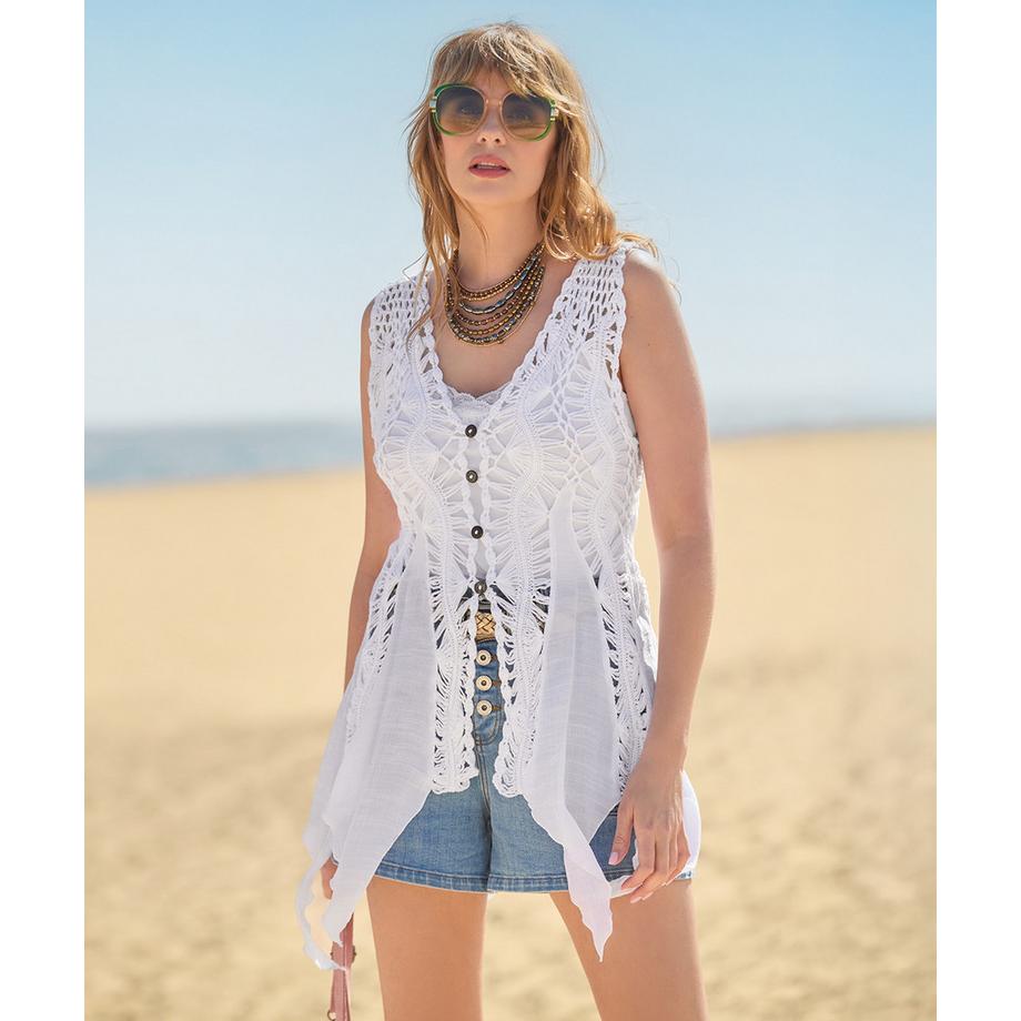 Joe Browns Ärmelloses Häkeltop mit Taschentuch-Saum  