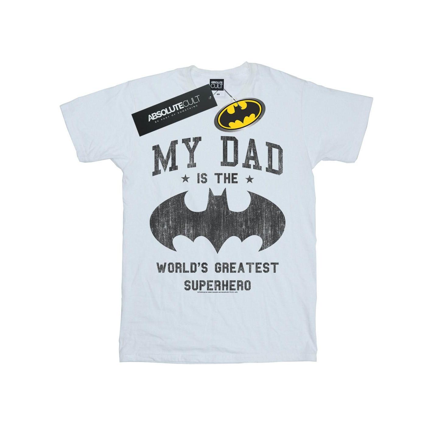 Image of Batman My Dad Is A Superhero Tshirt Damen Weiss M
