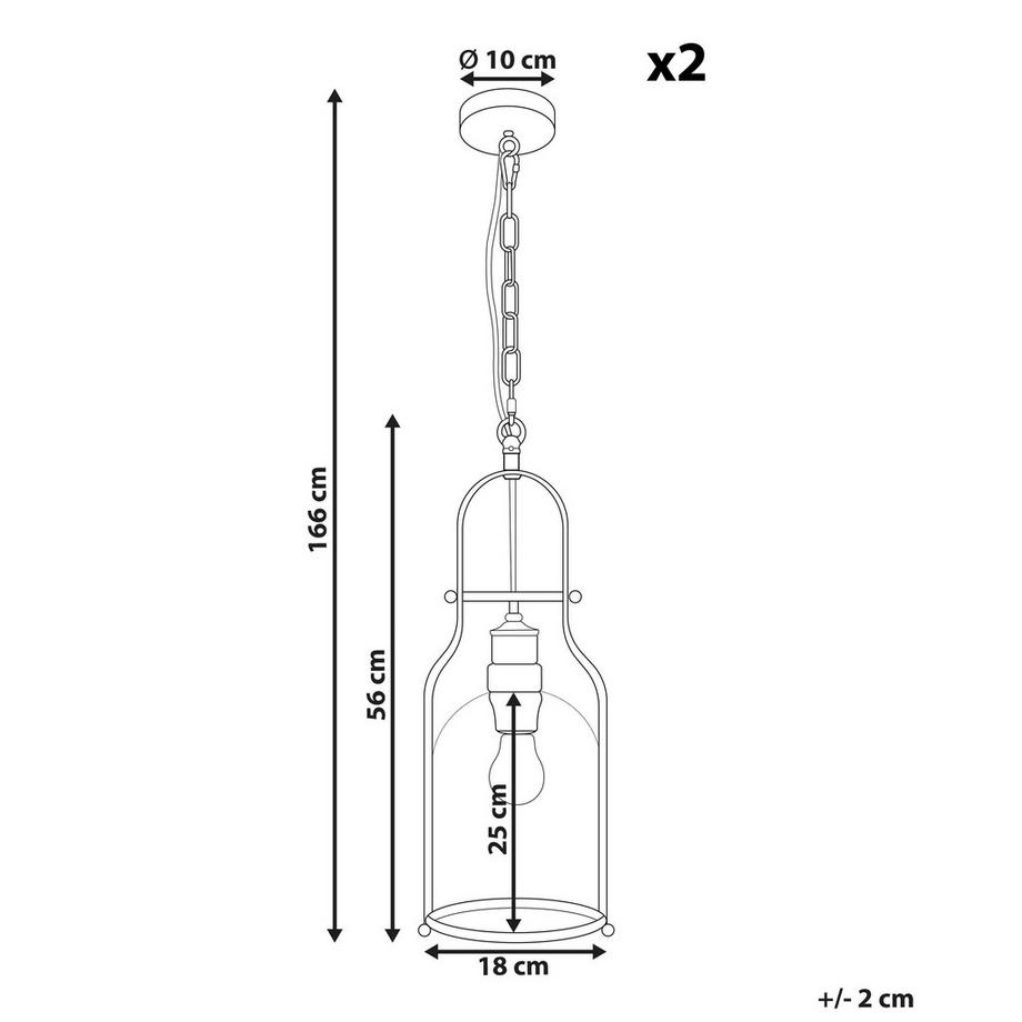 Beliani Lot de 2 lampes suspendues en Métal Industriel BASHILO  