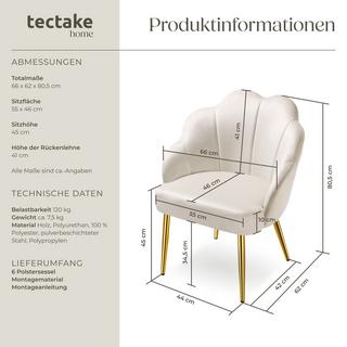 Tectake Cocktailsessel Hellen, gepolstert mit Samtbezug  