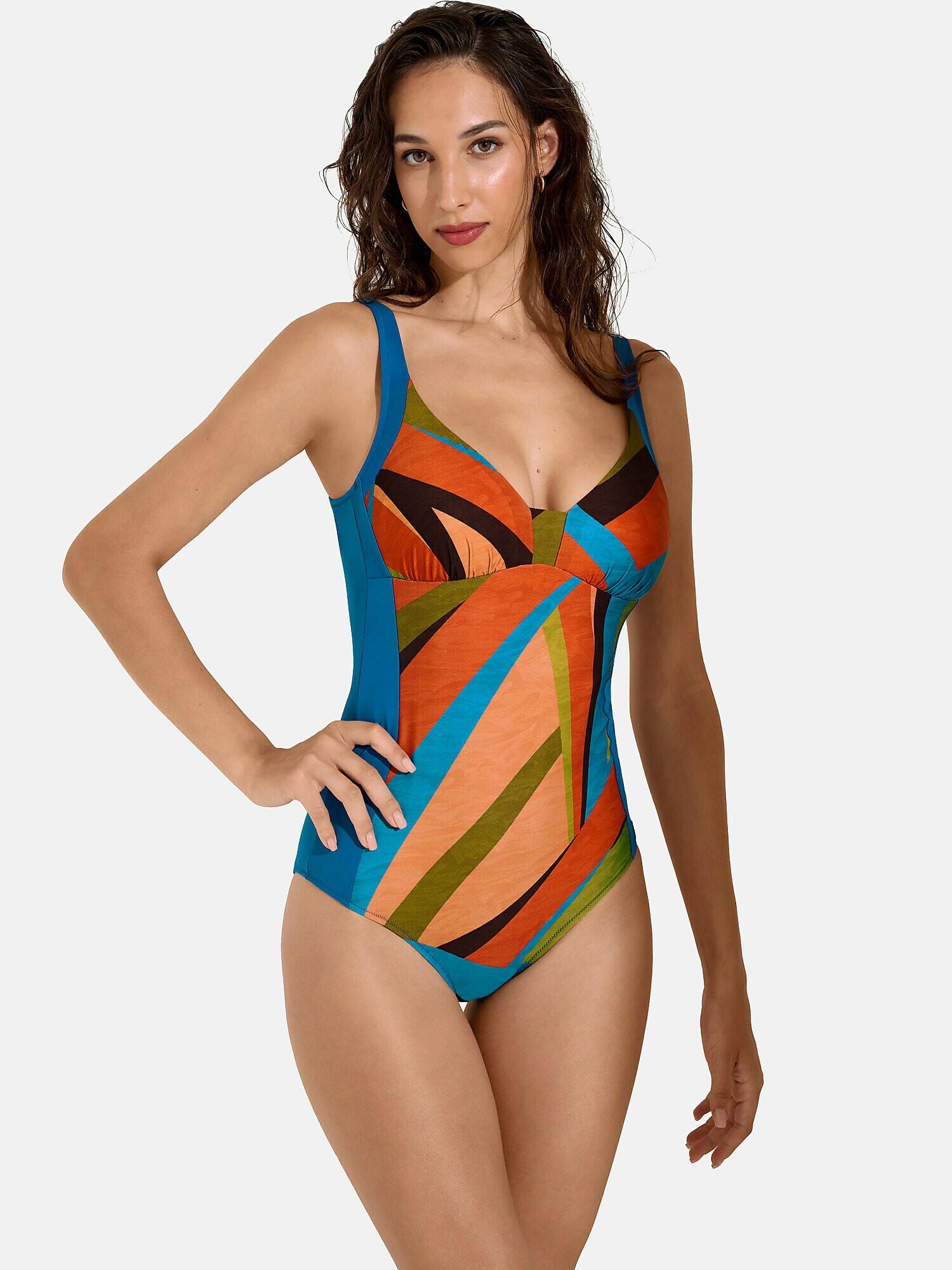 Image of Einteiliger Shapewear-badeanzug Vorgeformt Ohne Bügel Viviero Damen Blau D/44