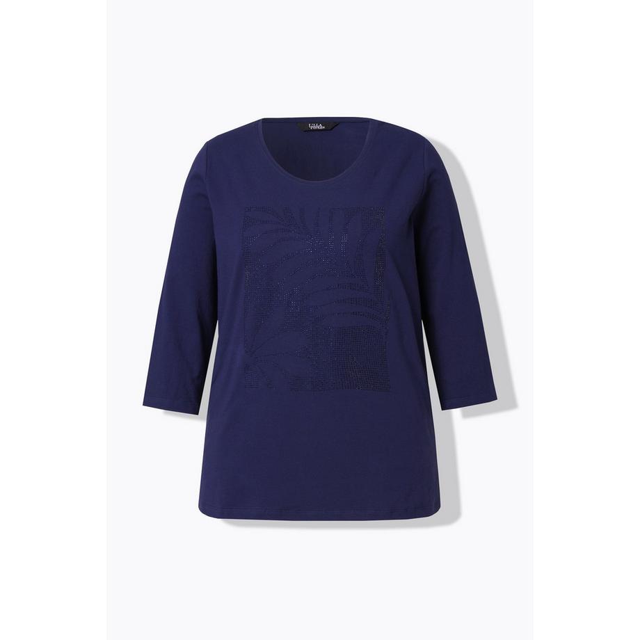 Ulla Popken Classic Rundhals 3/4 Arm Shirt mit Blätter Ziersteinen  