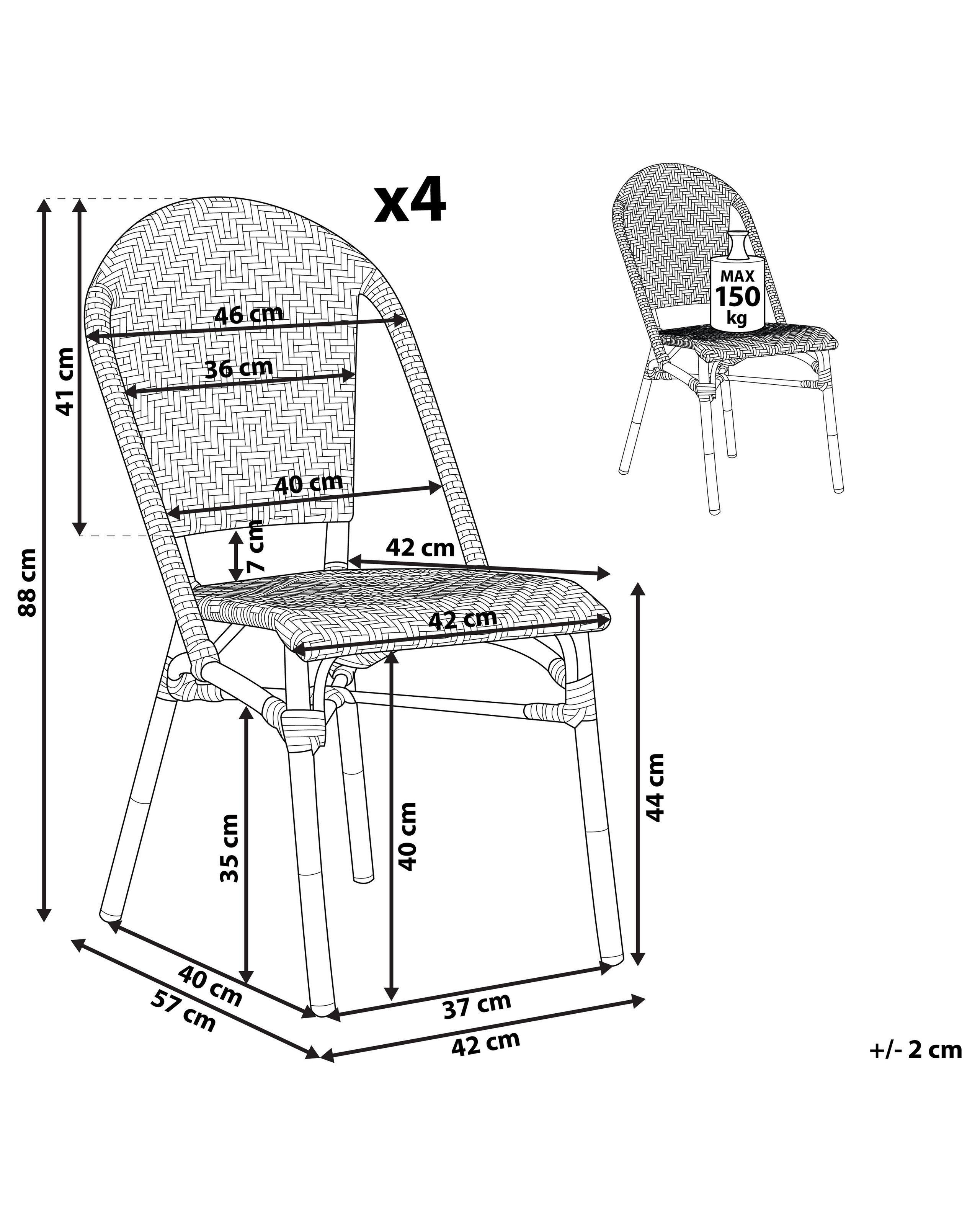 Beliani Lot de 4 chaises de jardin en Polyrotin Boho RIFREDDO  