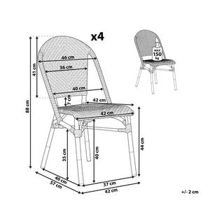 Beliani Lot de 4 chaises de jardin en Polyrotin Boho RIFREDDO  