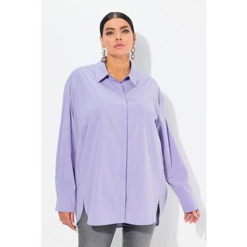 Hemdbluse, Perlmuttknöpfe, Oversized, Hemdkragen, Langarm