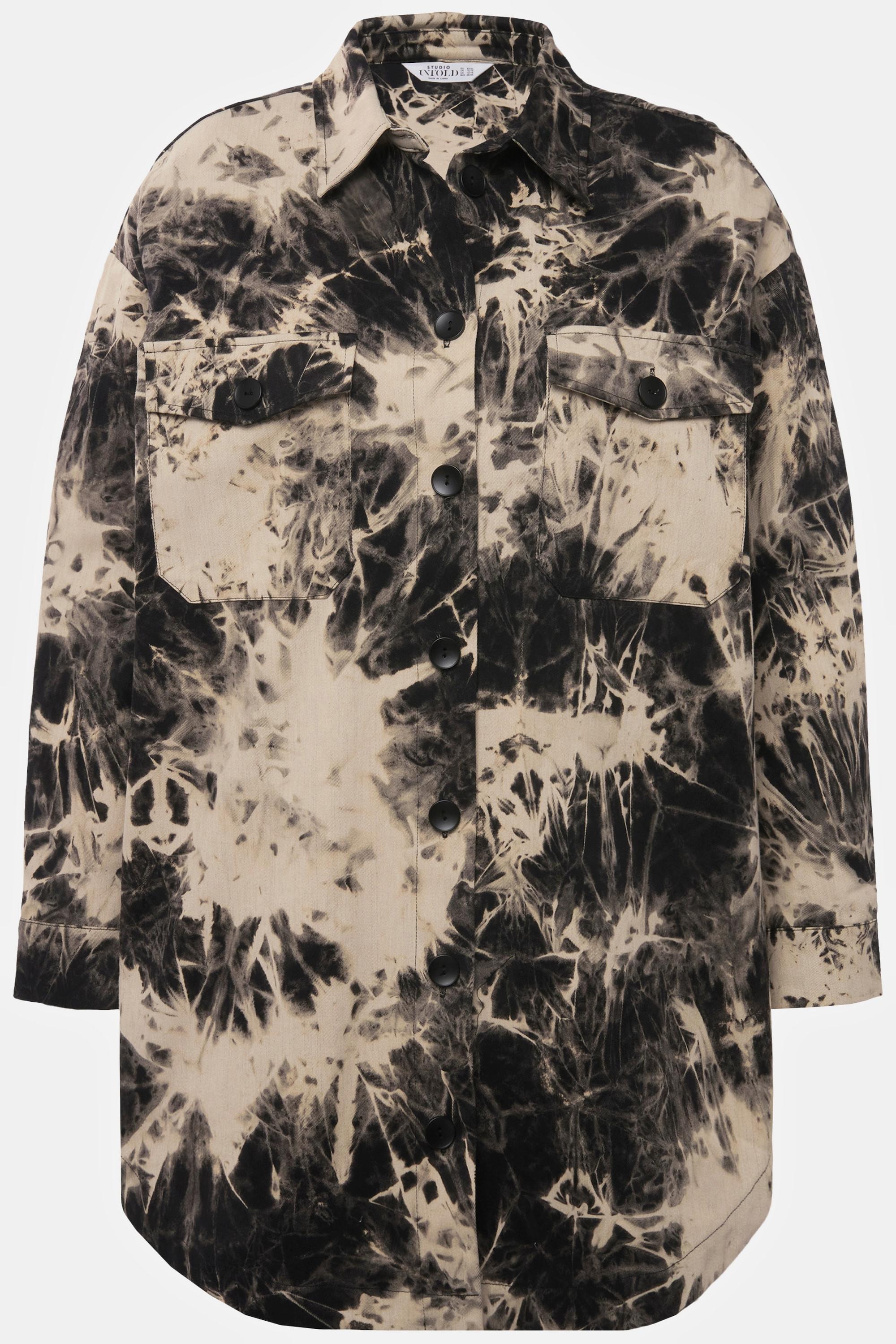 Studio Untold  Veste chemisier# oversize à manches longues et col chemise, imprimé batik, unisexe 