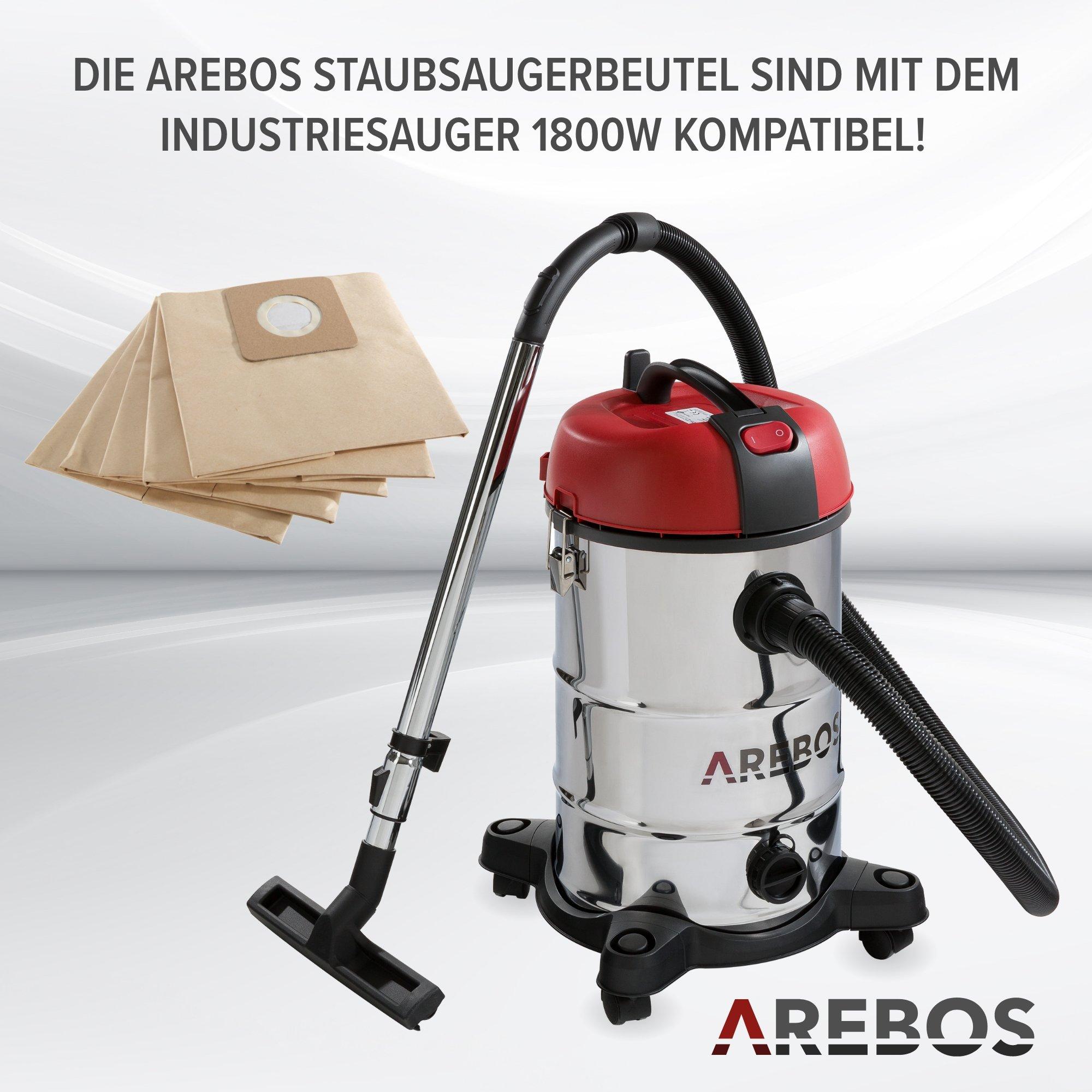 Arebos 5x sacs à poussière Adapté à l'aspirateur industriel 1800W  