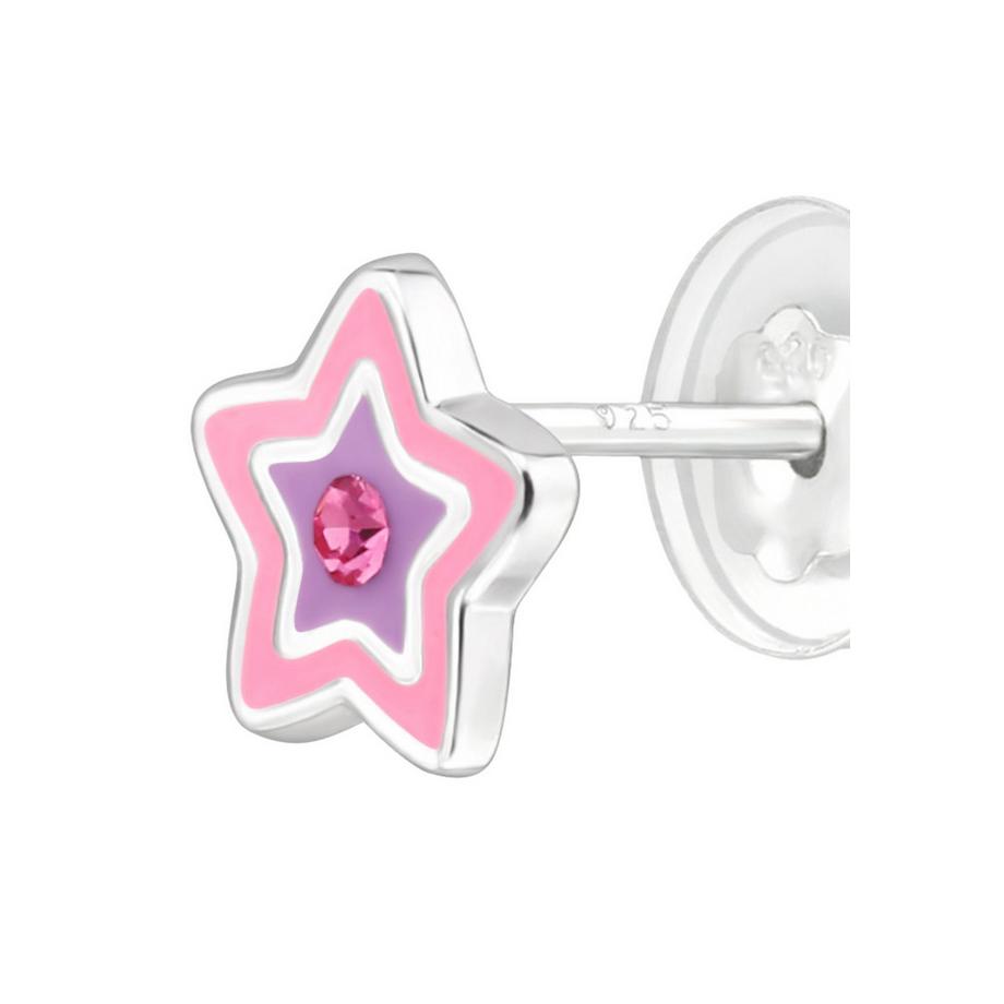 Maxte  Premium Ohrstecker Stern aus Sterling  mit Kristall und Epoxidharz 