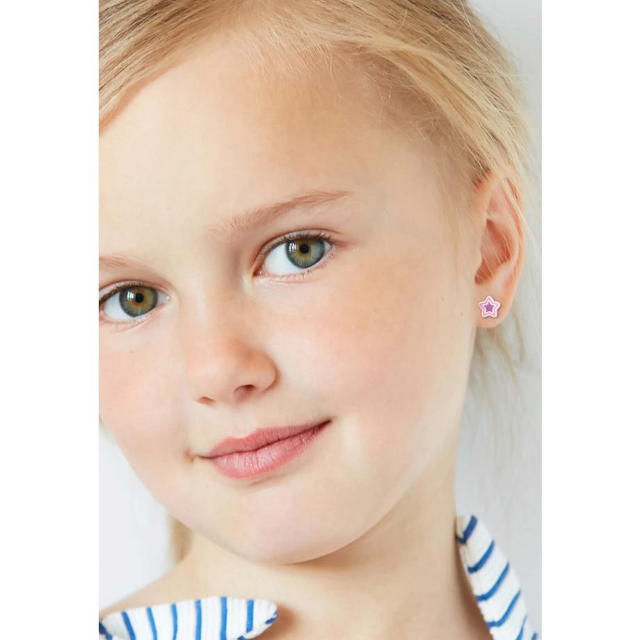 Maxte  Premium Ohrstecker Stern aus Sterling  mit Kristall und Epoxidharz 