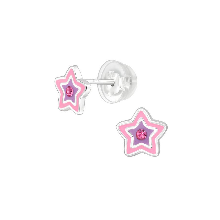 Premium Ohrstecker Stern aus Sterling  mit Kristall und Epoxidharz