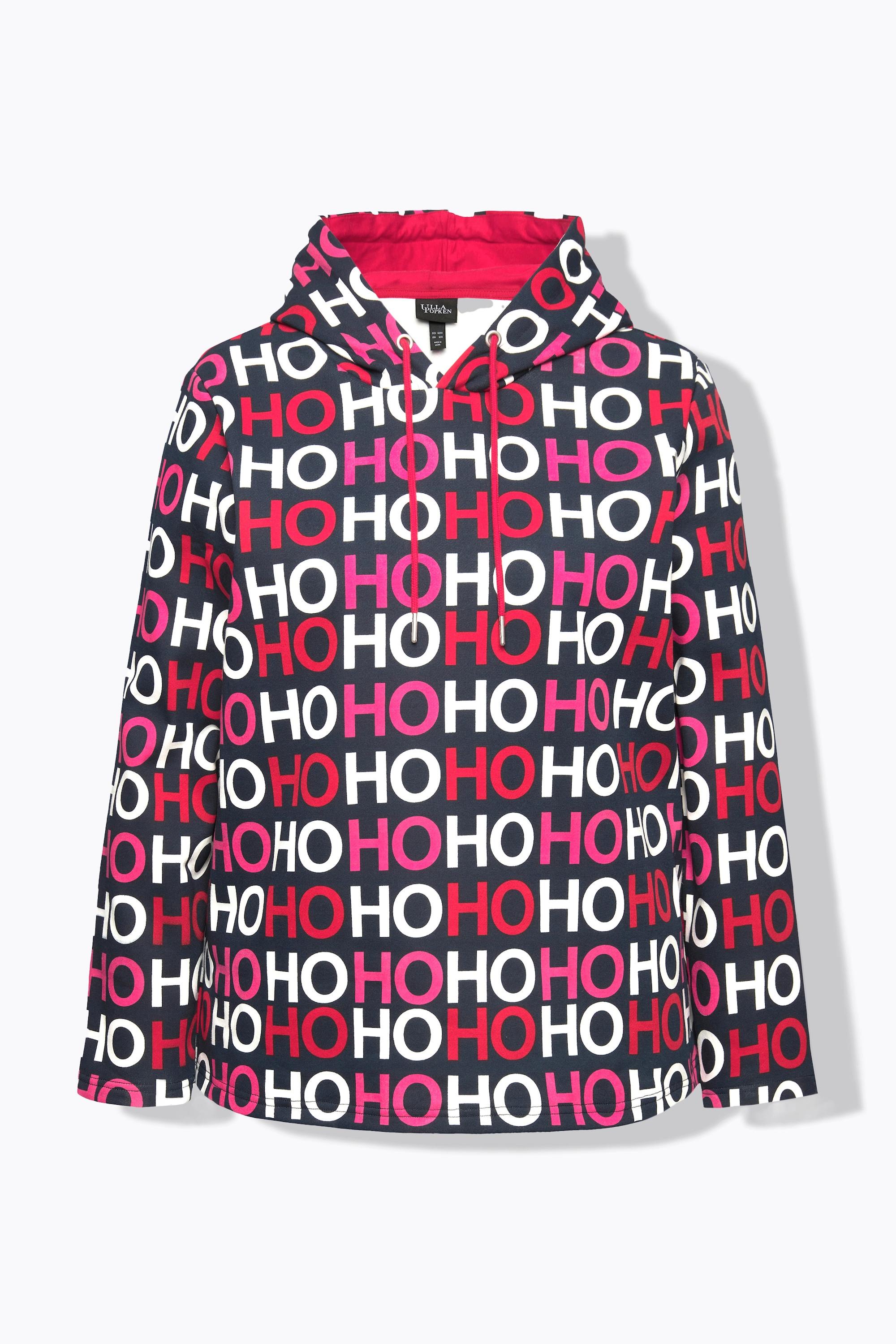 Ulla Popken  Maglia classica con "Ho-Ho-Ho", cappuccio e maniche lunghe 