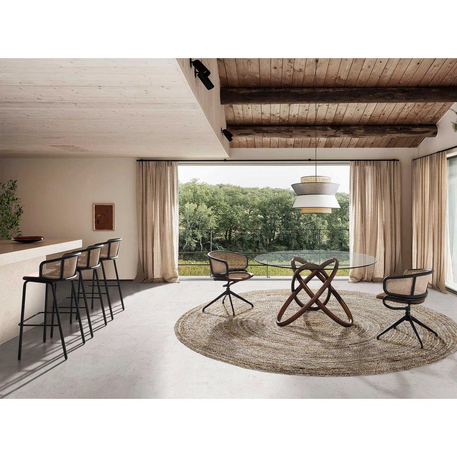 ANGEL CERDA Sedia girevole in rattan e velluto marrone  