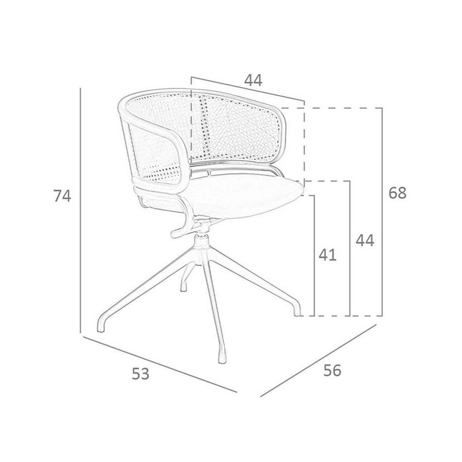 ANGEL CERDA Sedia girevole in rattan e velluto marrone  