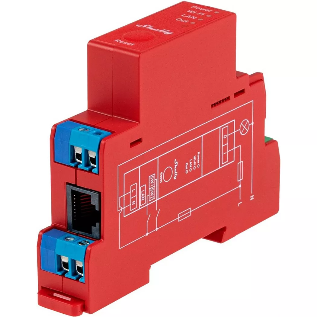 Shelly Pro 1PM Hutschienenrelais Bluetooth, Wi-Fi