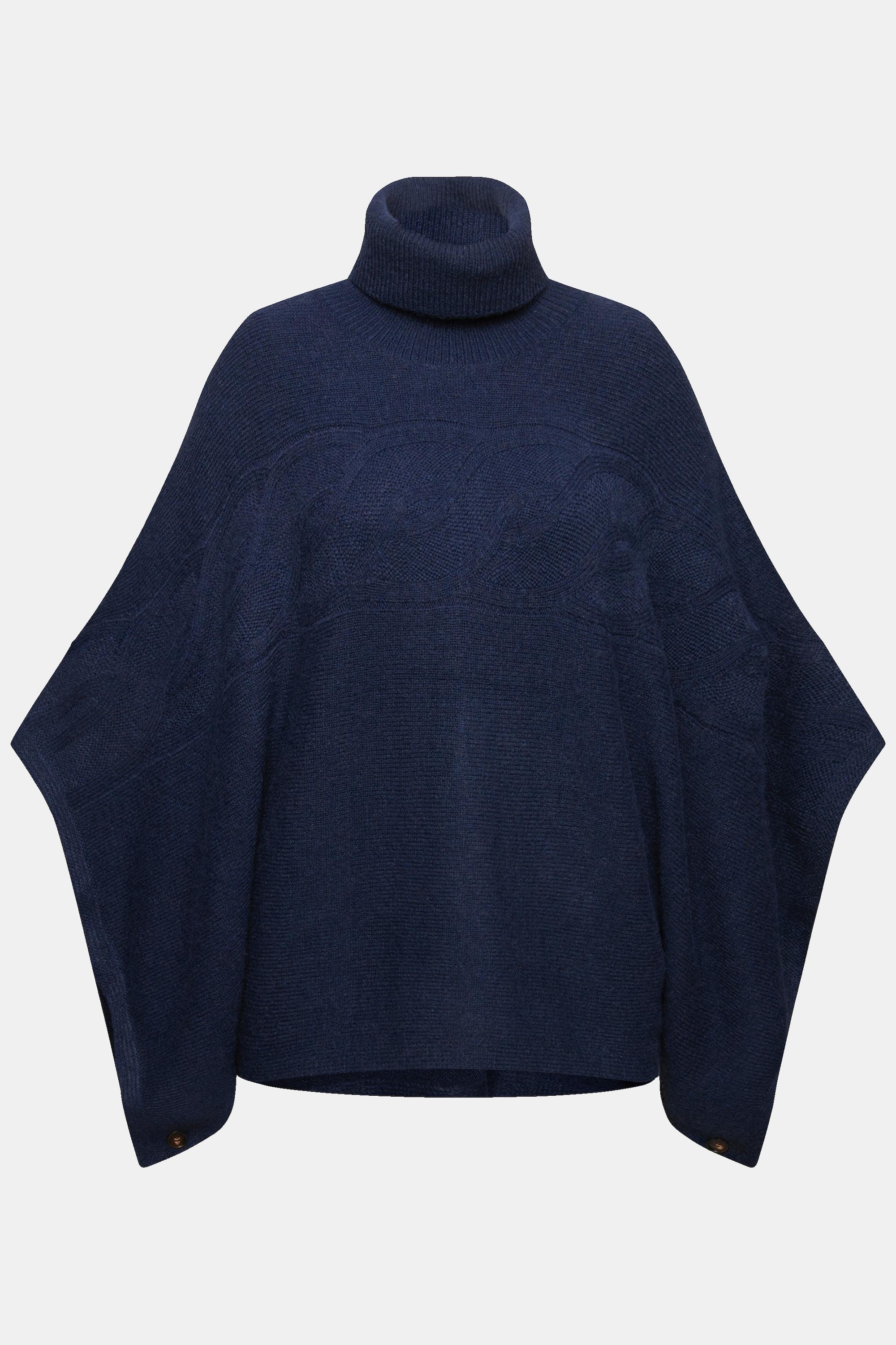 Ulla Popken  Poncho, Rollkragen, oversized, Halbarm 