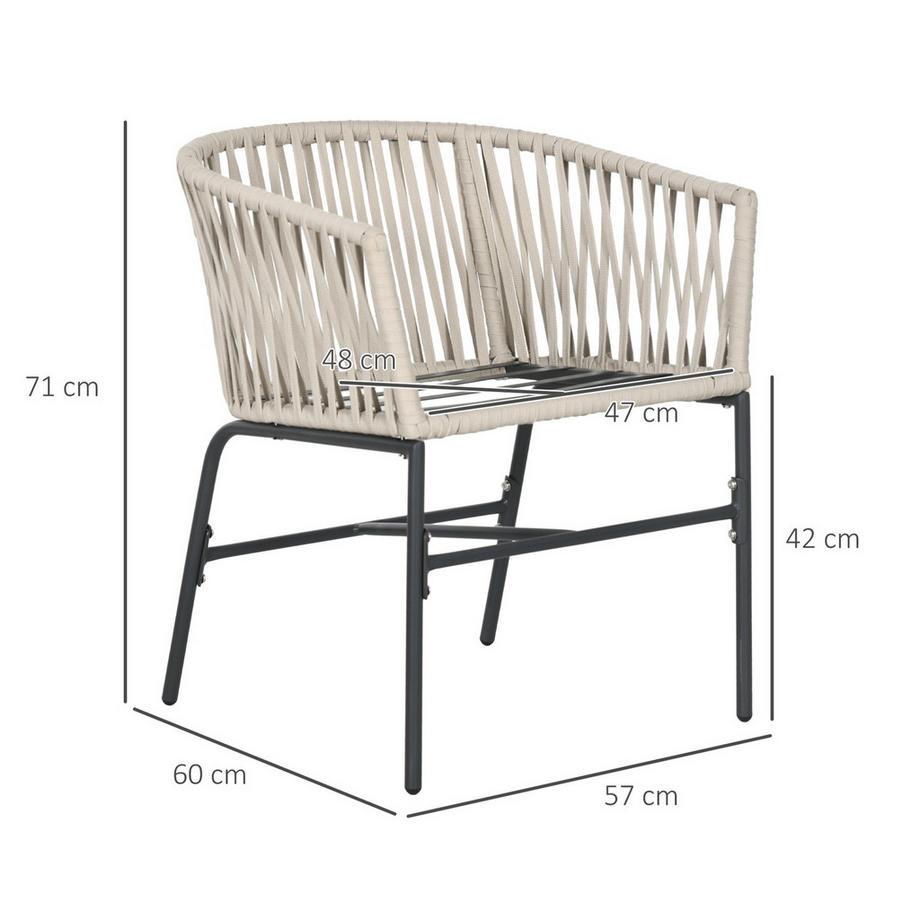 Northio Lot de 2 chaises de jardin avec coussins, chaises de jardin style bohème, structure en métal, pour balcon & terrasse  