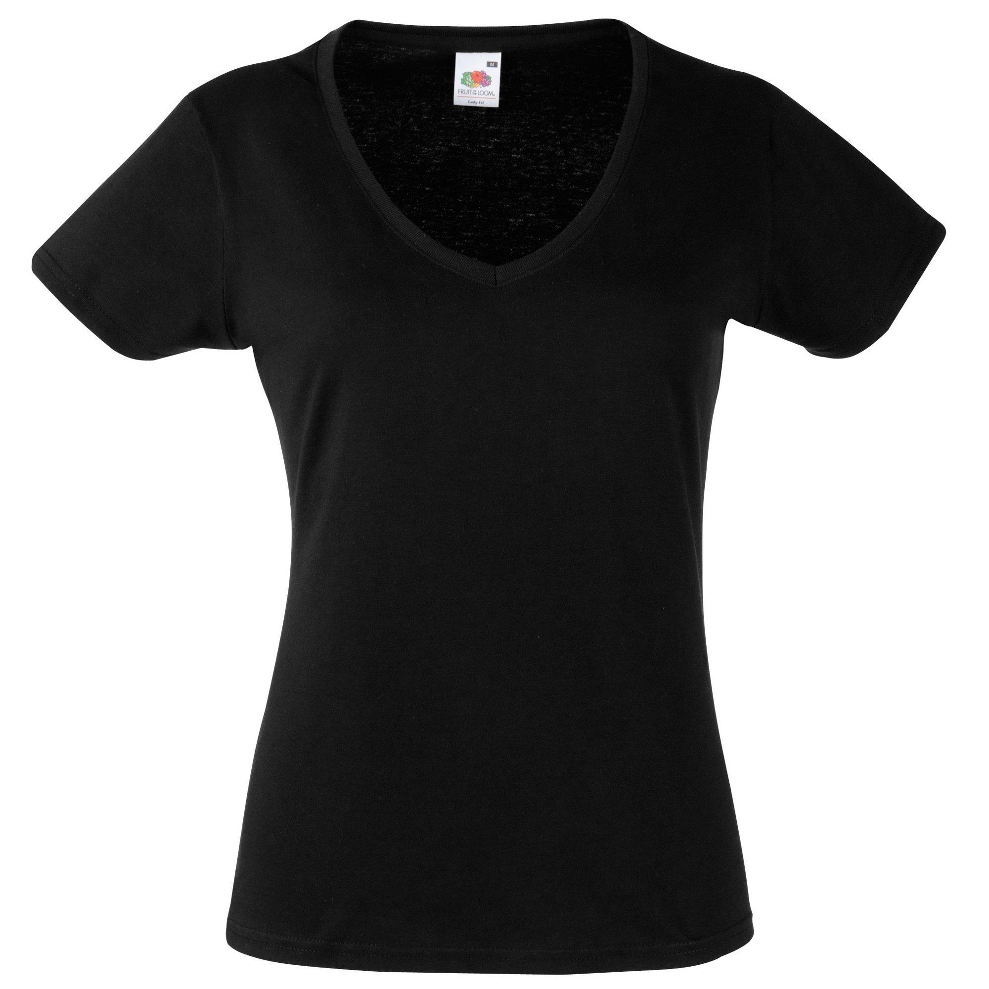 Image of Ladyfit Valueweight Tshirt, Vausschnitt Damen Schwarz S