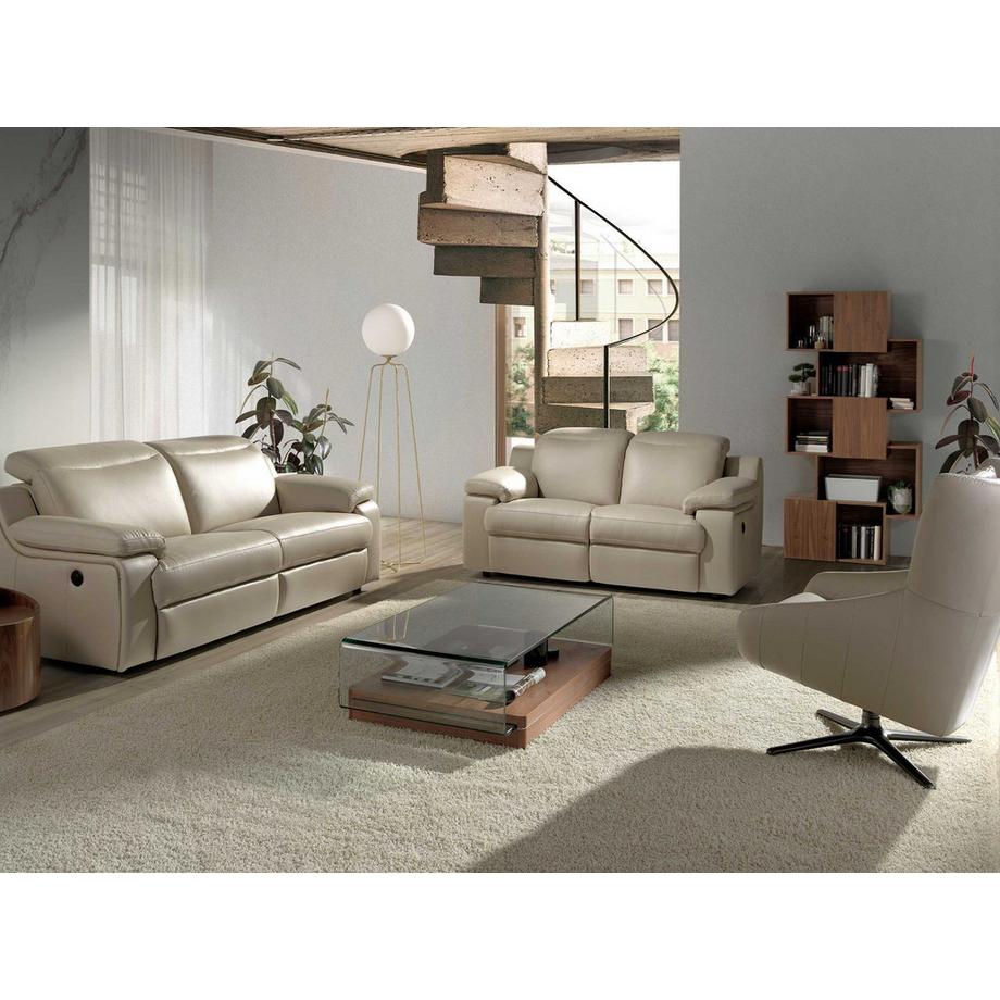 ANGEL CERDA Tavolino rettangolare in vetro temperato e noce  