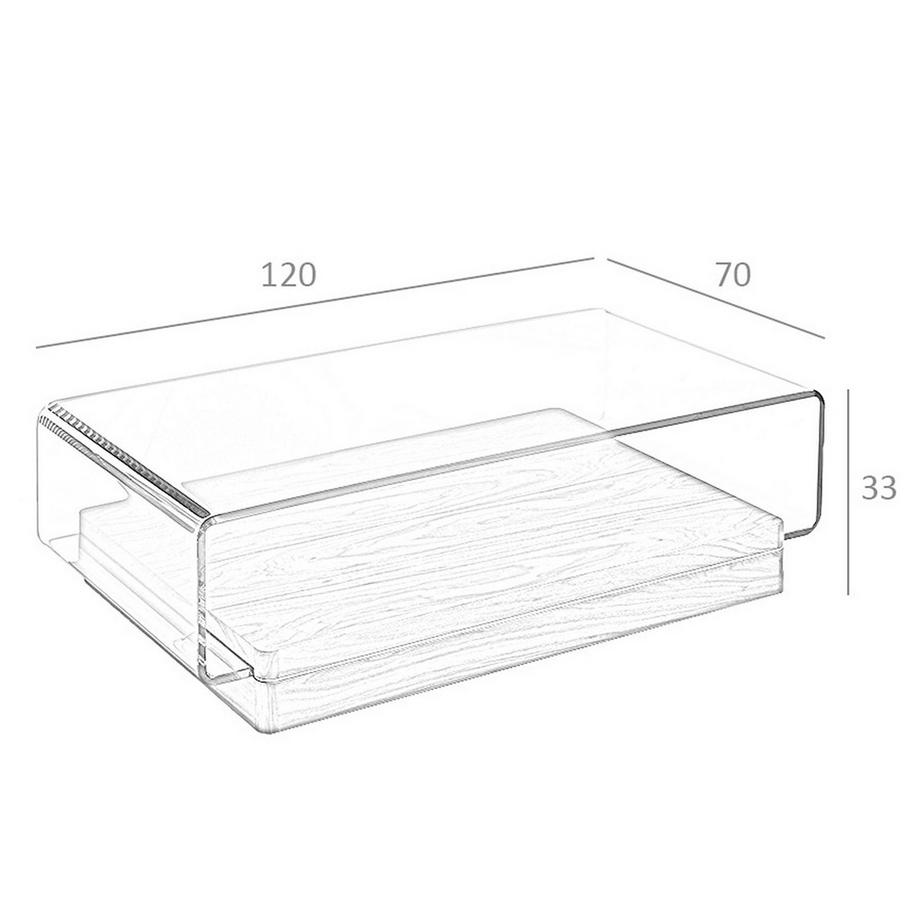 ANGEL CERDA Tavolino rettangolare in vetro temperato e noce  