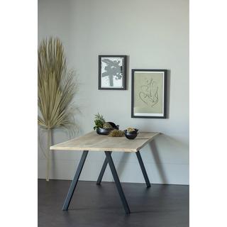 mutoni Table à manger Tablo chêne FSC avec bordure en arbre 199x90 pied carré  