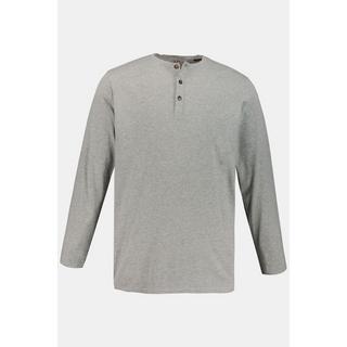 JP1880  T-shirt JP 1880 Henley Basic, manches longues et patte de boutonnage gris chiné 