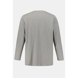 JP1880  T-shirt JP 1880 Henley Basic, manches longues et patte de boutonnage gris chiné 