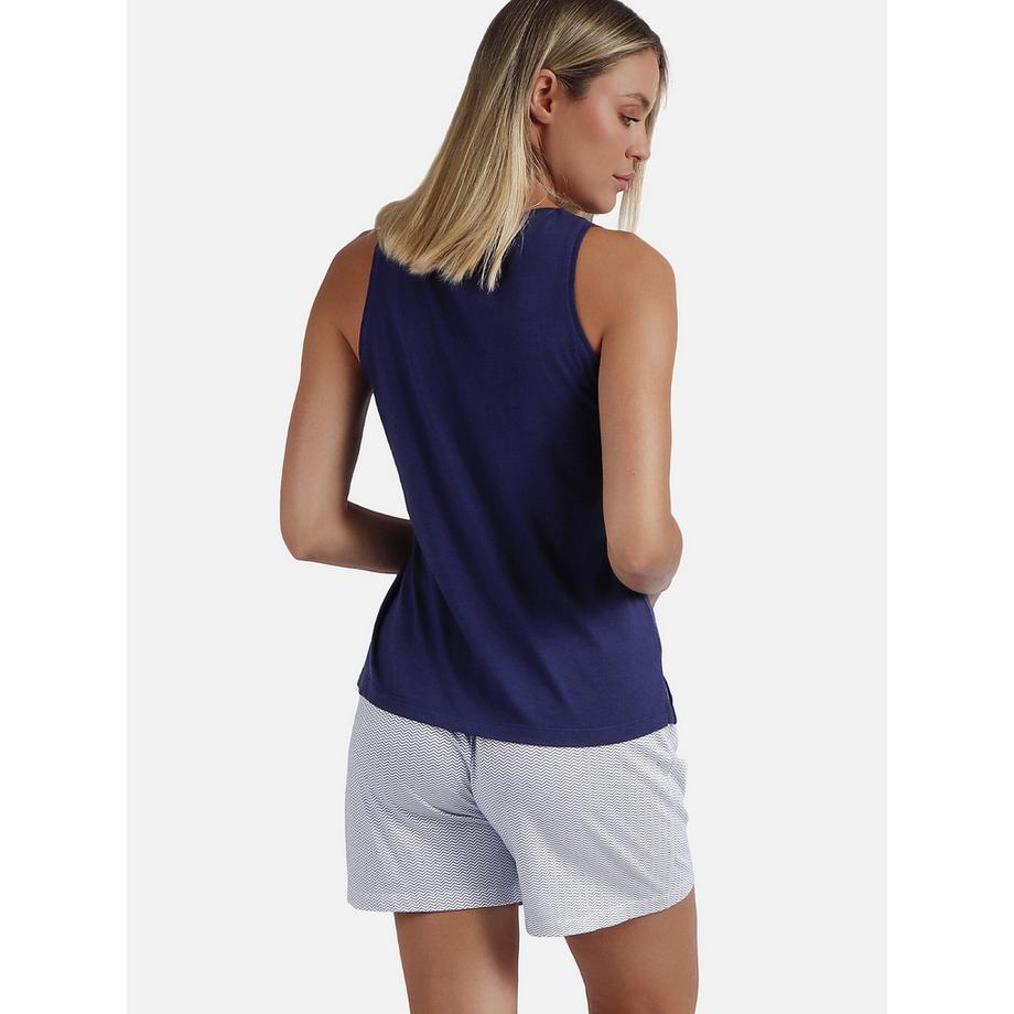 Admas Pyjama Short Débardeur Blue And Bleu Mod  