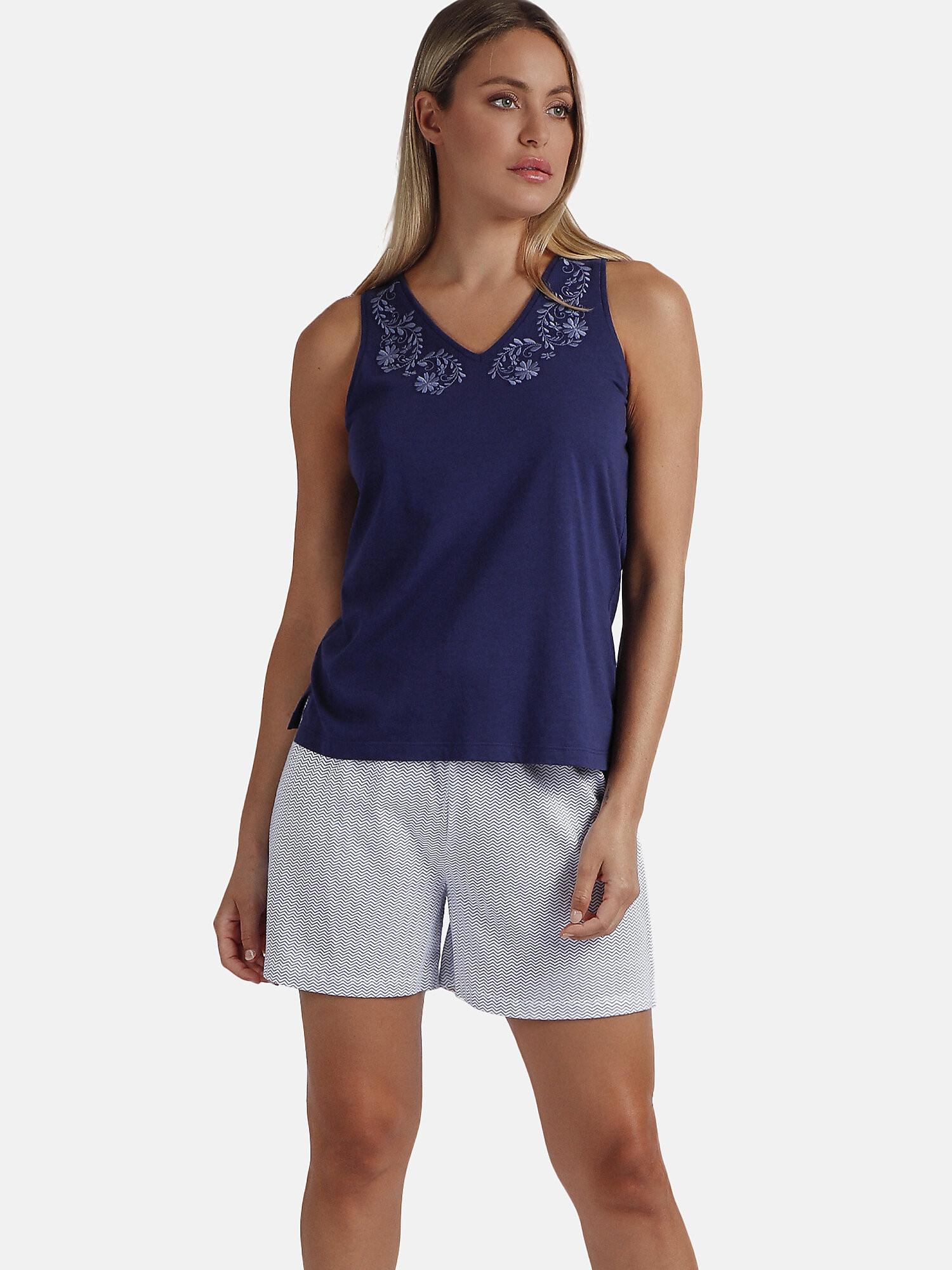 Admas  Pyjama Shorts Tank Top Blue And Bleu Mod 