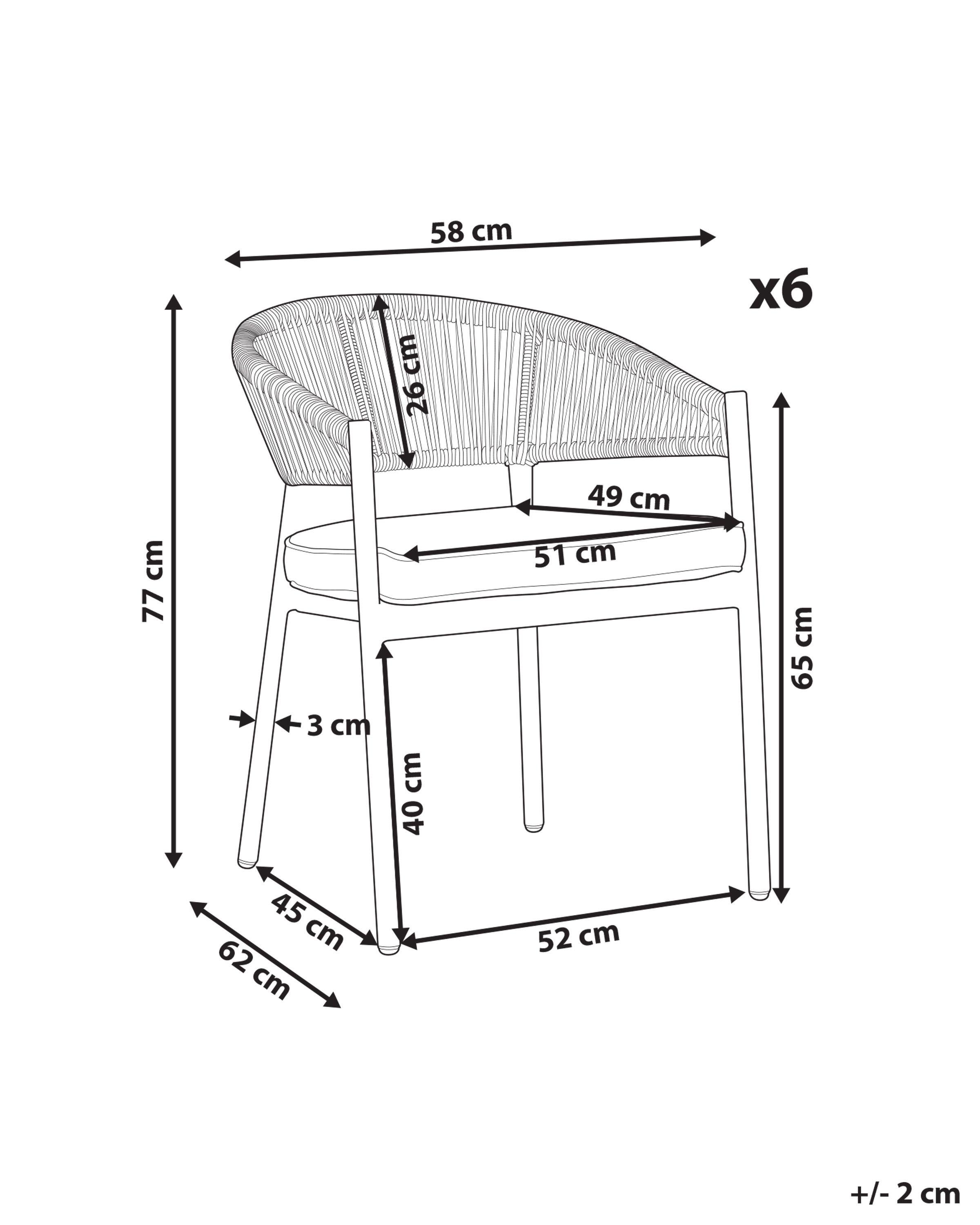 Beliani Lot de 6 chaises en Aluminium Moderne FLAVIA  