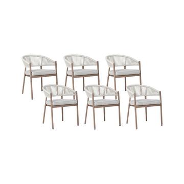 Lot de 6 chaises de jardin avec coussins en Aluminium Moderne FLAVIA
