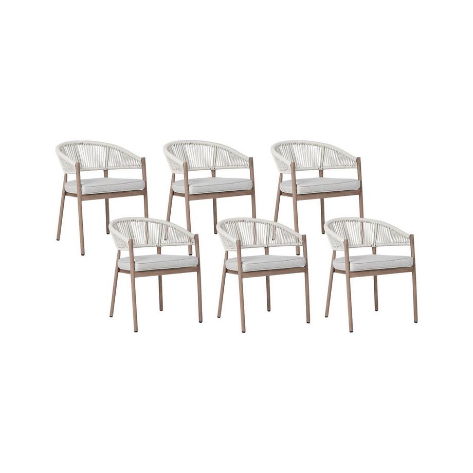 Beliani Lot de 6 chaises de jardin avec coussins en Aluminium Moderne FLAVIA  