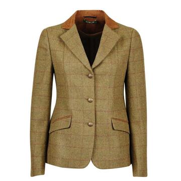 Giacca da equitazione slim-fit da donna con collo in pelle scamosciata Dublin Albany Tweed