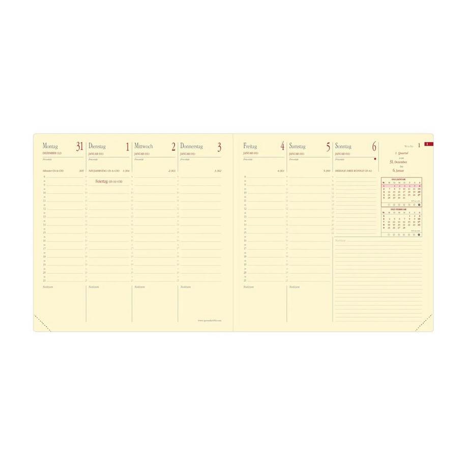 QUO-VADIS Quo Vadis - Agenda - 2025 - Esecutivo Prestige - Settimana Planning - Tedesco - Impala - Nero - 13 mesi da dicembre a dicembre - 16x16 cm - Carta Clairefontaine Avorio - Prodotto in Francia  