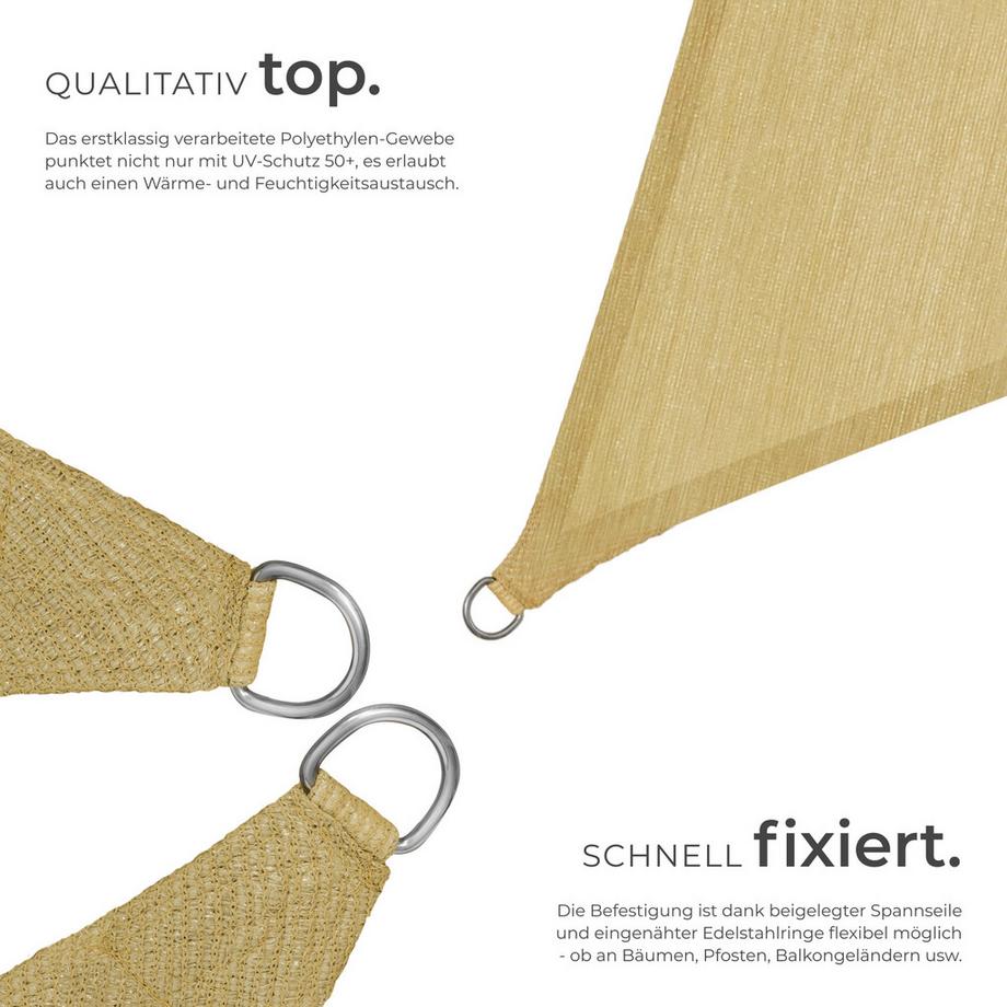 Tectake Sonnensegel  dreieckig mit UV-Schutz 50+ für Balkon, Garten und Terrasse  