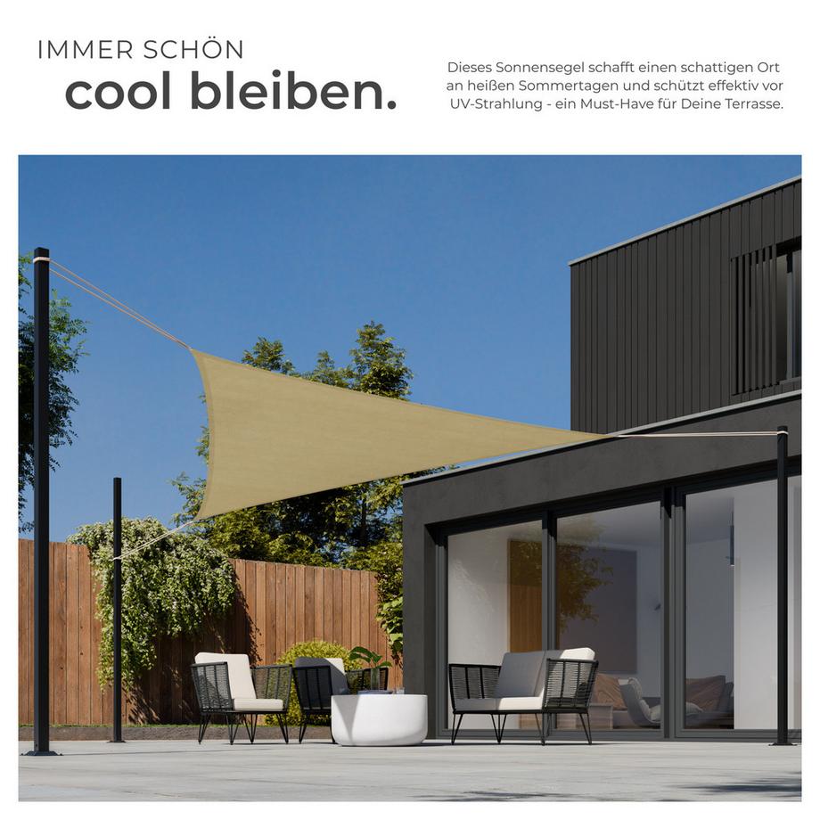 Tectake Sonnensegel  dreieckig mit UV-Schutz 50+ für Balkon, Garten und Terrasse  