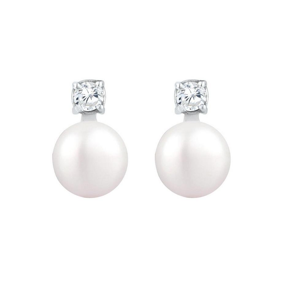Elli  Boucles d'Oreilles Femmes Clous D'oreilles Classiques Avec Perles D'eau Douce Et Zirconium 