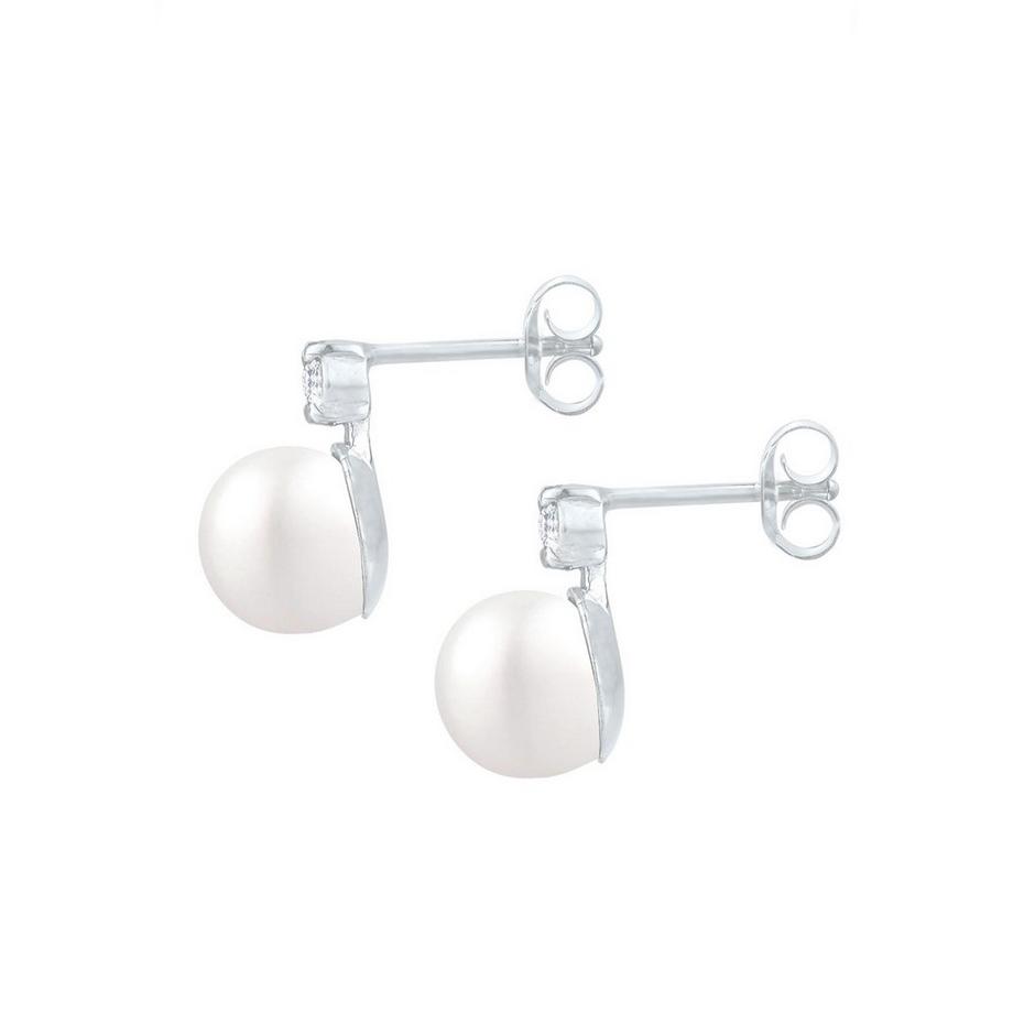 Elli  Boucles d'Oreilles Femmes Clous D'oreilles Classiques Avec Perles D'eau Douce Et Zirconium 