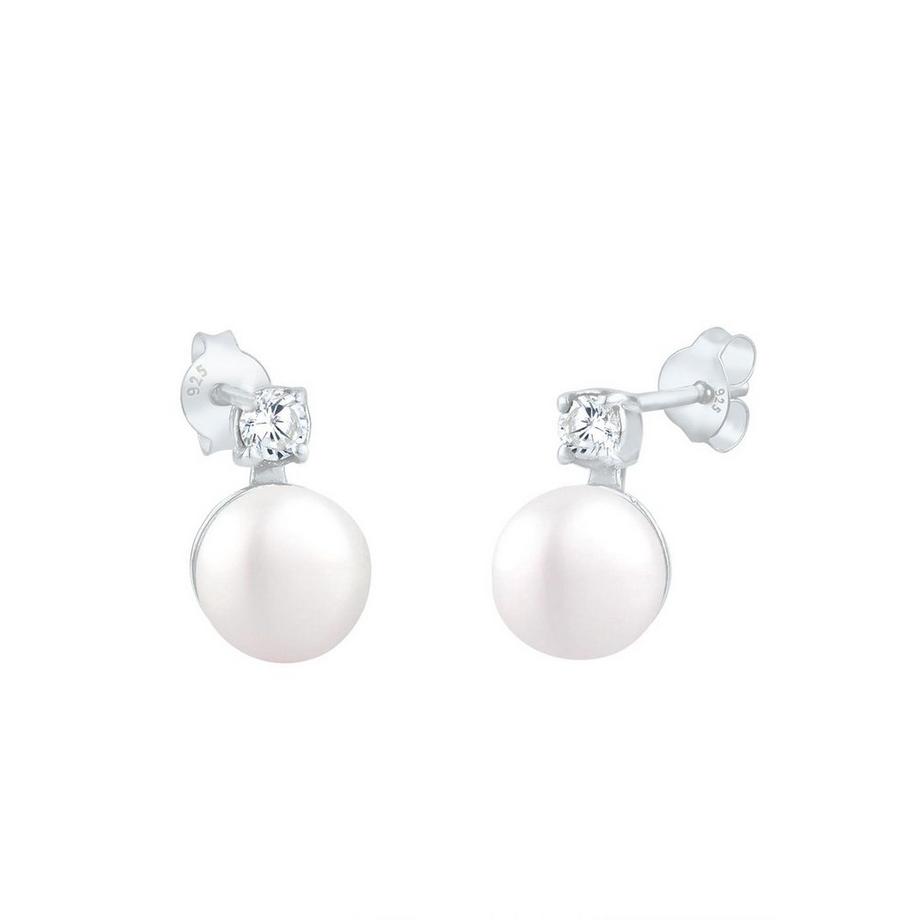 Elli  Boucles d'Oreilles Femmes Clous D'oreilles Classiques Avec Perles D'eau Douce Et Zirconium 