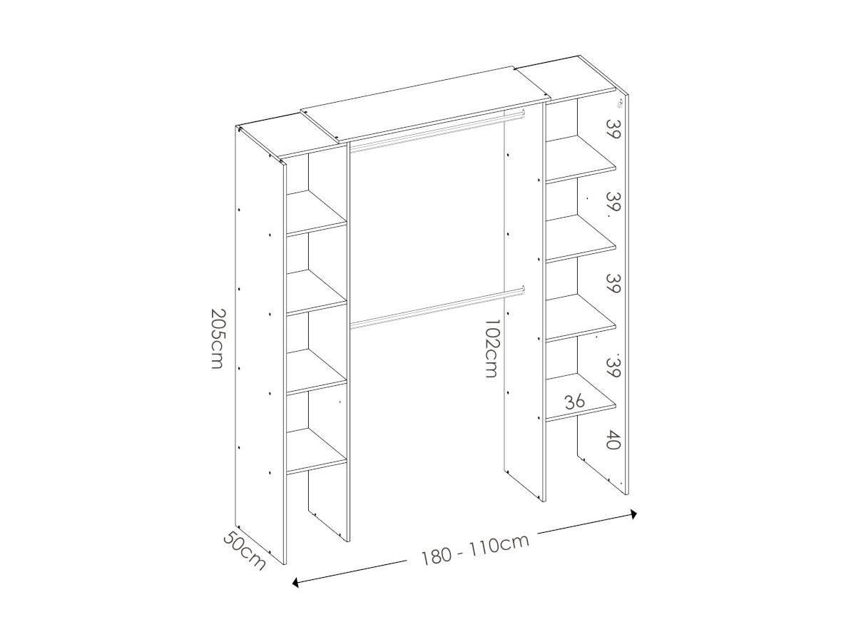 Vente-unique Kleiderschrank Kleiderschranksystem 1DORIAN  