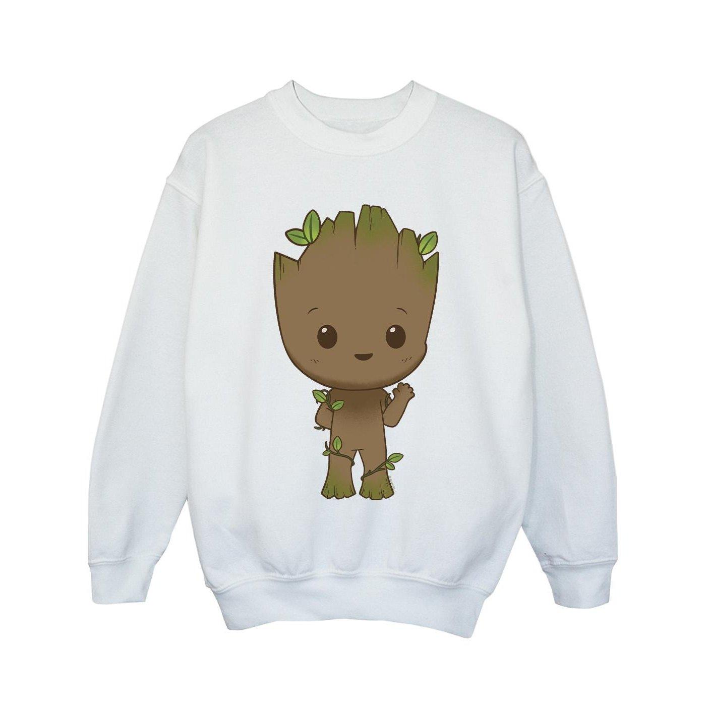 Image of I Am Groot Chibi Wave Pose Sweatshirt Unisex Weiss 152-158