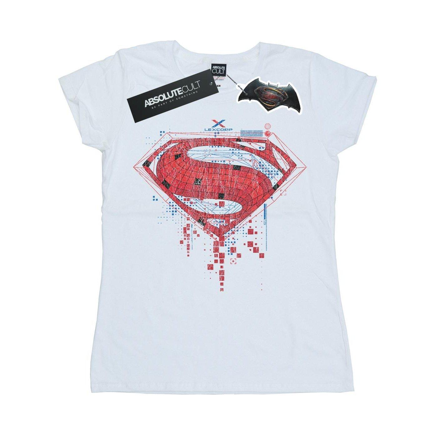 Image of Batman V Superman Geo Logo Tshirt Damen Weiss XXL