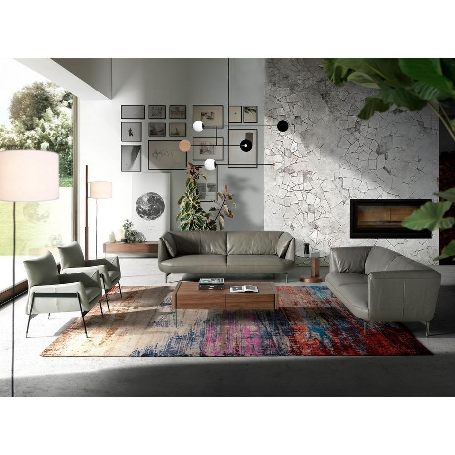 ANGEL CERDA Canapé 3 places en cuir gris  