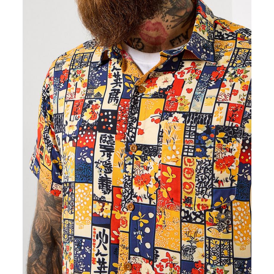 Joe Browns Chemise Patchwork Manches Courtes Style Japonais  