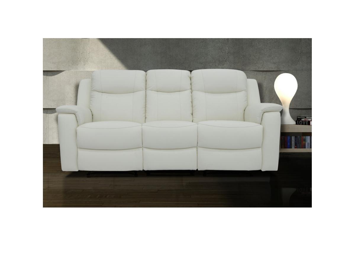 Vente-unique Relaxsofa Leder 3Sitzer ElfenbeinEVASION  