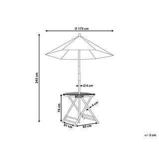 Beliani Table avec parasol en Bambou Boho MOLISE  