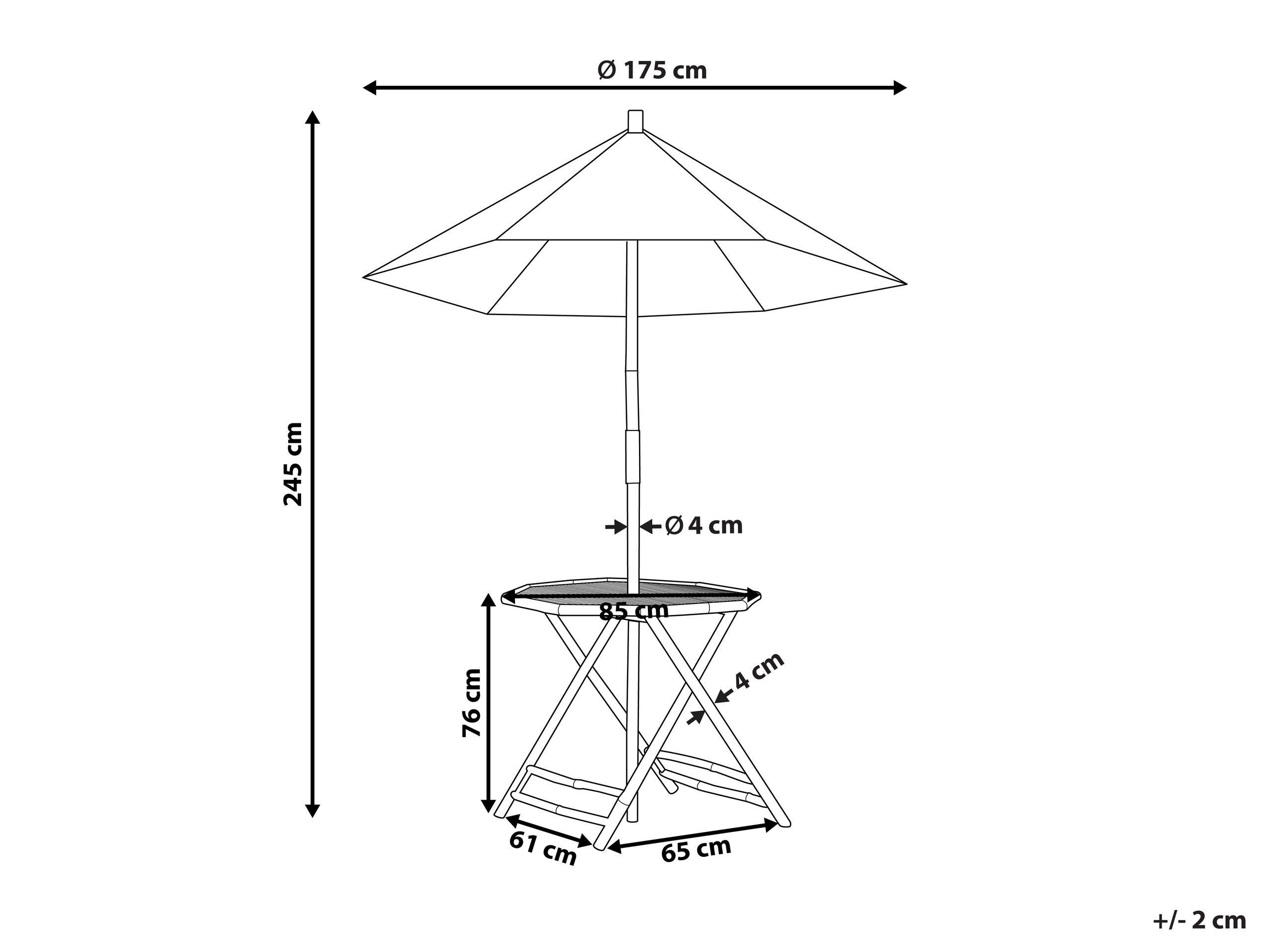 Beliani Table avec parasol en Bambou Boho MOLISE  